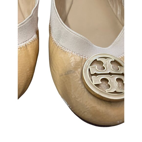 Tory Burch Caroline Patent Leather Ballet Flats Nude Beige Womens Size 8 - Picture 4 of 12